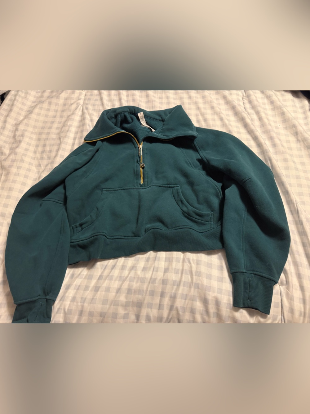 Oversized cropped scuba funnel neck